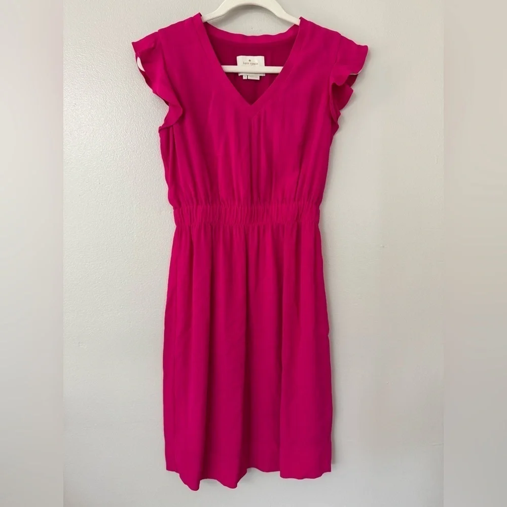 Kate Spade Fluid Crepe Frill Pink Mini Dress